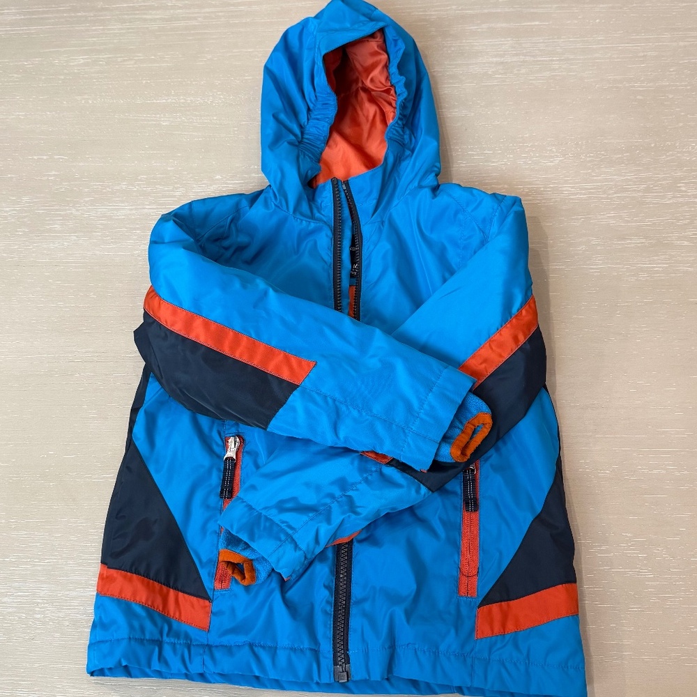 Kids Lands End Rain Jacket | size 5/6 | blue/orange